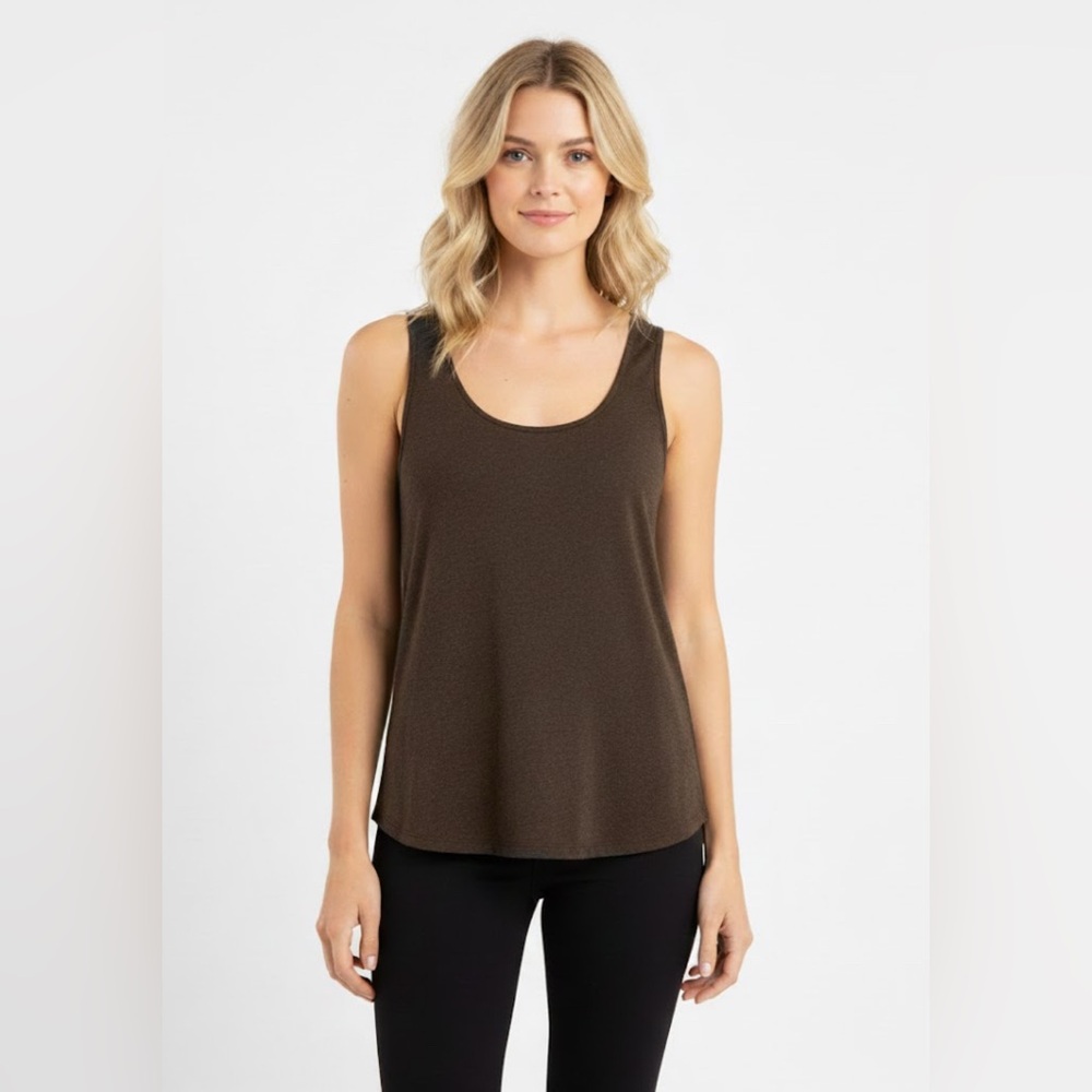 Eileen Fisher Viscose Jersey Scoop Neck Tank Top Peat Brown Nordstrom Size Large